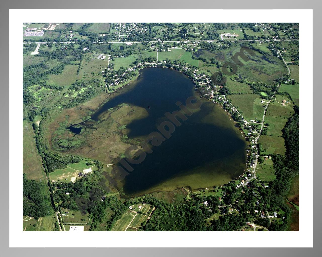 Aerial image of [1] Ackerson Lake in Jackson, MI with Silver Metal frame