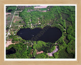 Aerial image of [104] Brady Lake in Mecosta, MI with Natural Wood frame