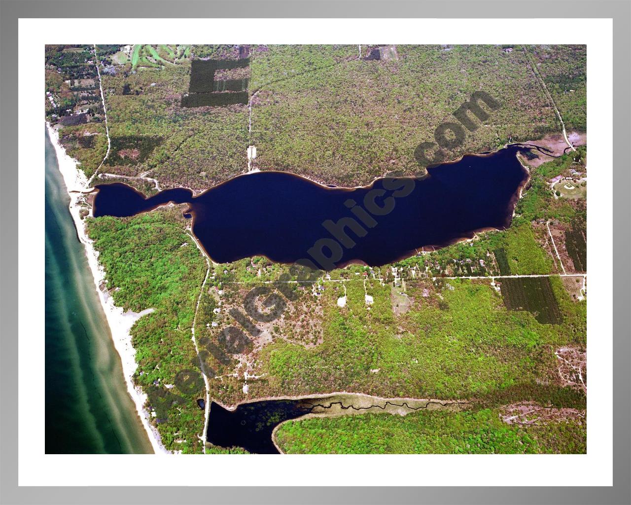 Aerial image of [1055] Duck Lake in Muskegon, MI with Silver Metal frame