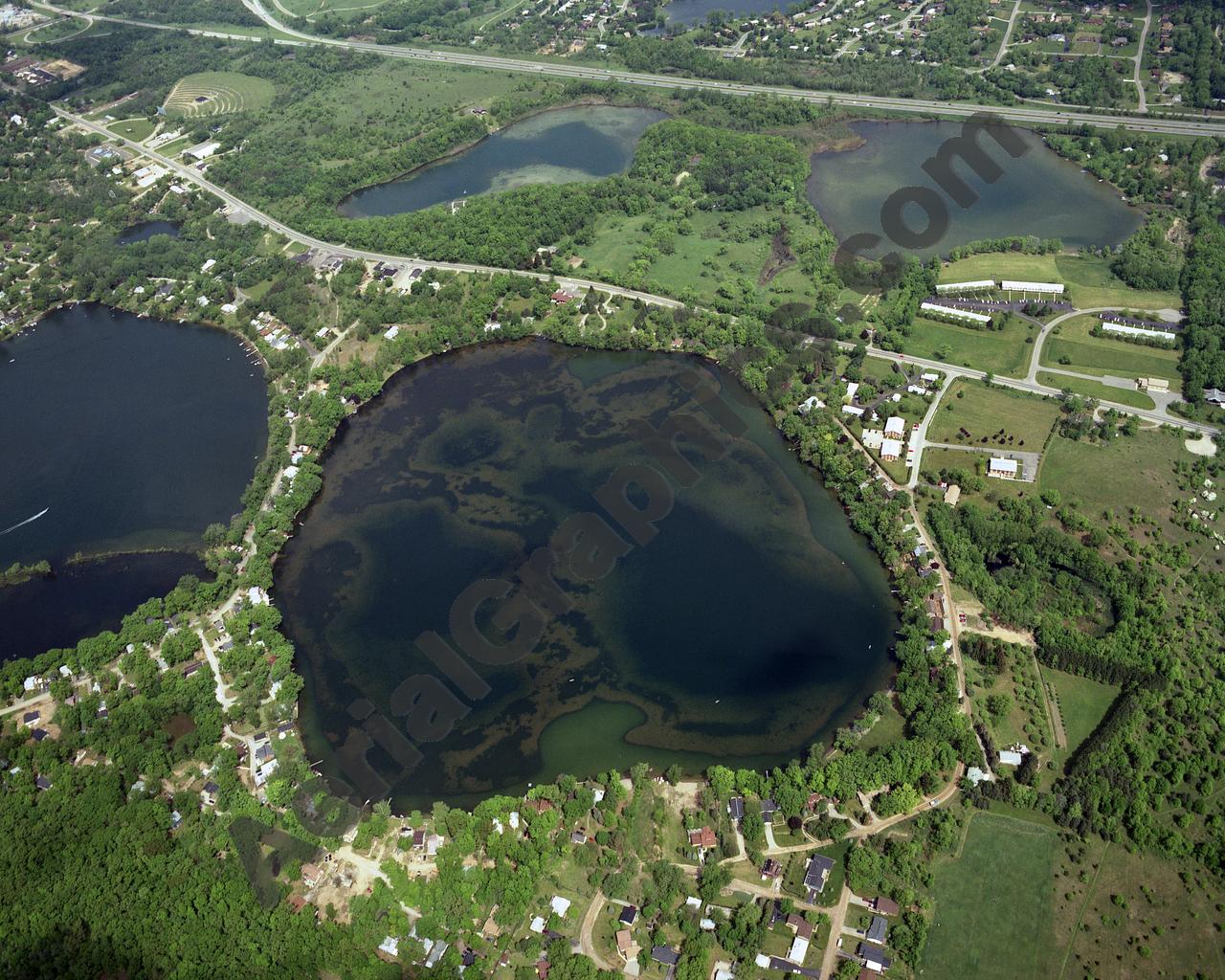 Aerial image of [107] Briggs Lake in Livingston, MI with Canvas Wrap frame