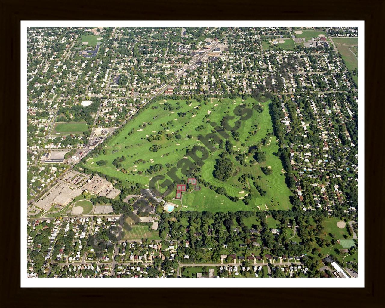 Aerial image of [1091] Kent Country Club with Black Wood frame