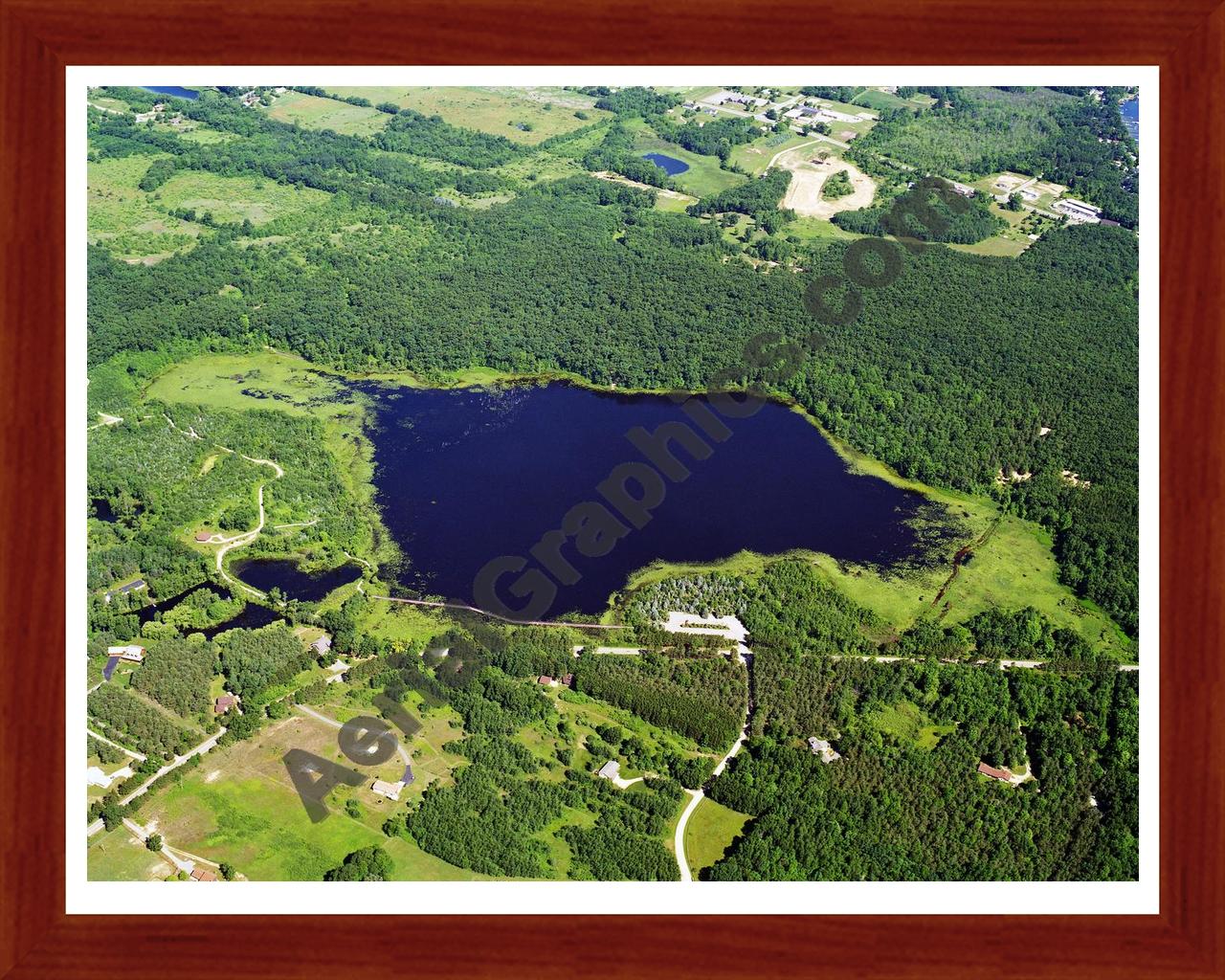 Aerial image of [1094] Pickerel Lake in Kent, MI with Cherry Wood frame