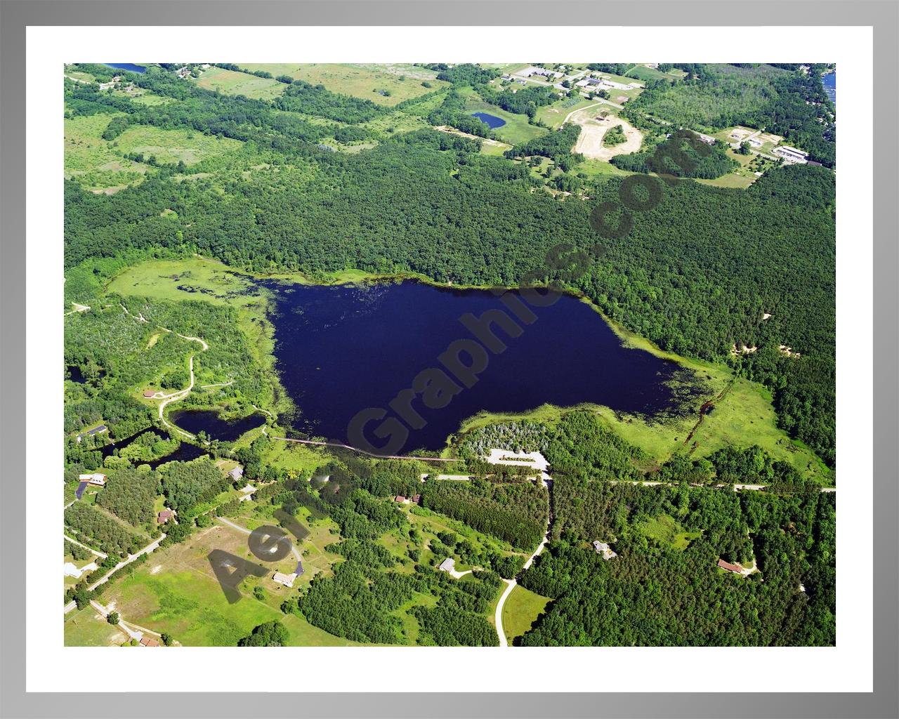 Aerial image of [1094] Pickerel Lake in Kent, MI with Silver Metal frame