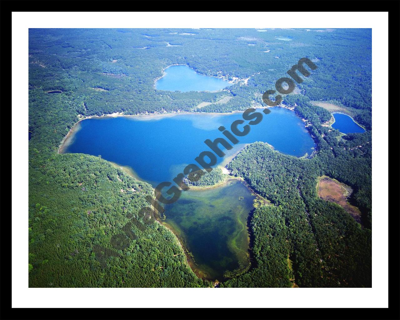 Aerial image of [1134] Nichols Lake in Newaygo, MI with Black Metal frame