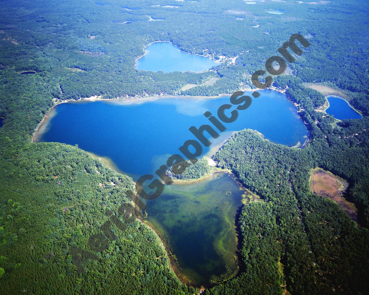 Aerial image of [1134] Nichols Lake in Newaygo, MI with Canvas Wrap frame