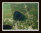 Aerial image of [113] Brownlee Lake in Alcona, MI with Black Wood frame