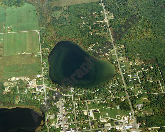 Aerial image of [113] Brownlee Lake in Alcona, MI with No frame