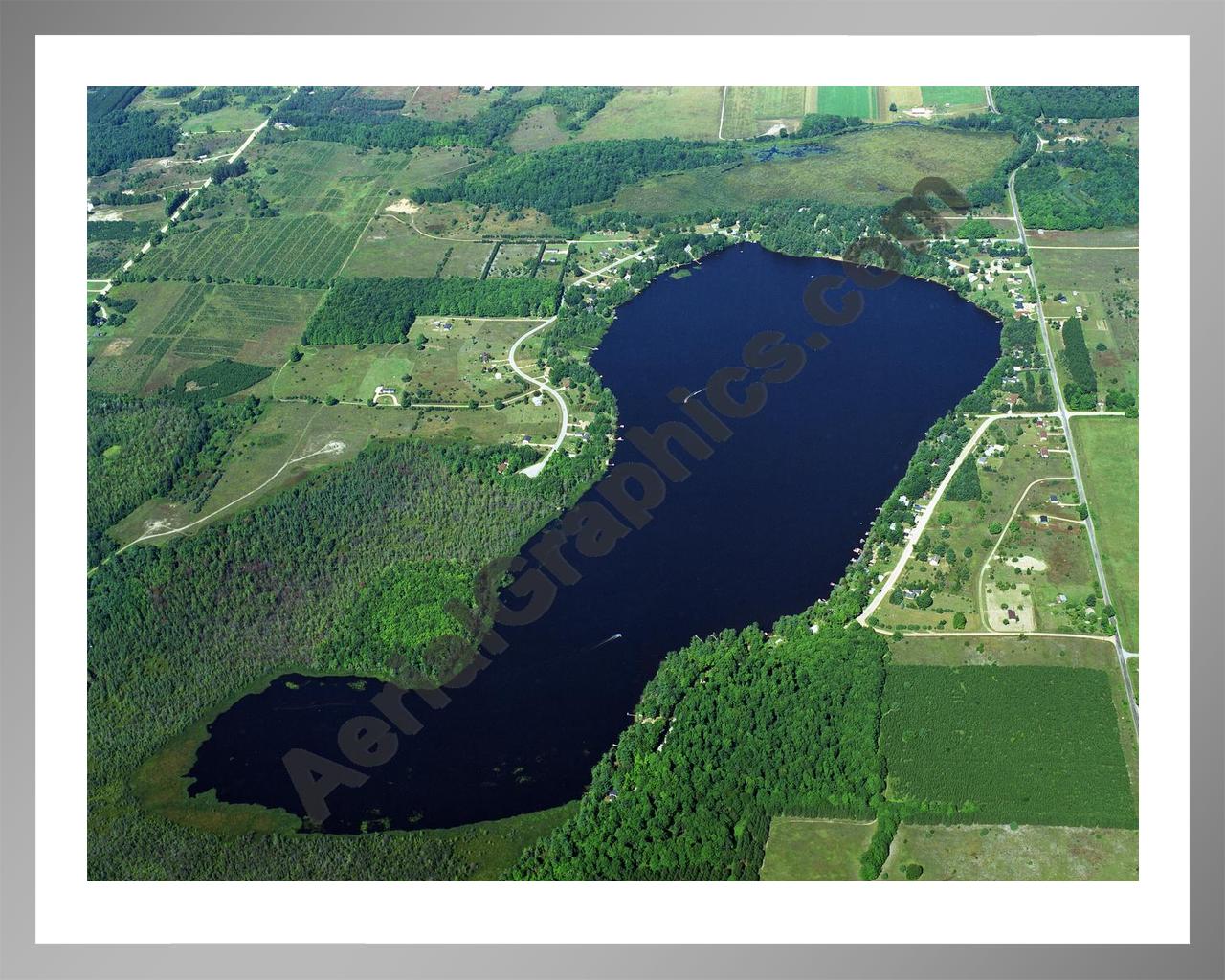 Aerial image of [1140] Crawford Lake in Kalkaska, MI with Silver Metal frame