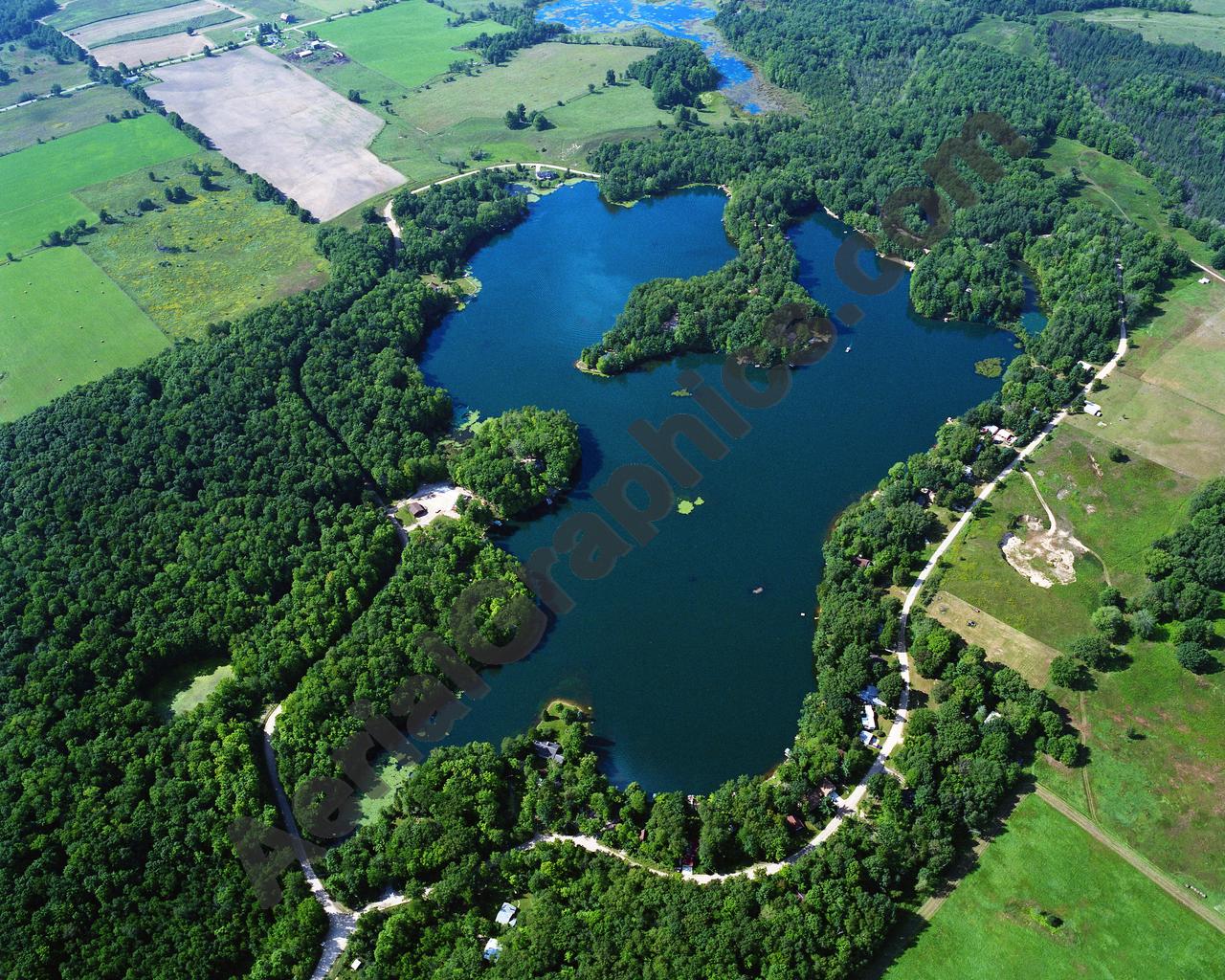 Aerial image of [1142] Negaunee Lake in Osceola, MI with Canvas Wrap frame