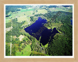 Aerial image of [1143] Merrill Lake in Mecosta, MI with Natural Wood frame