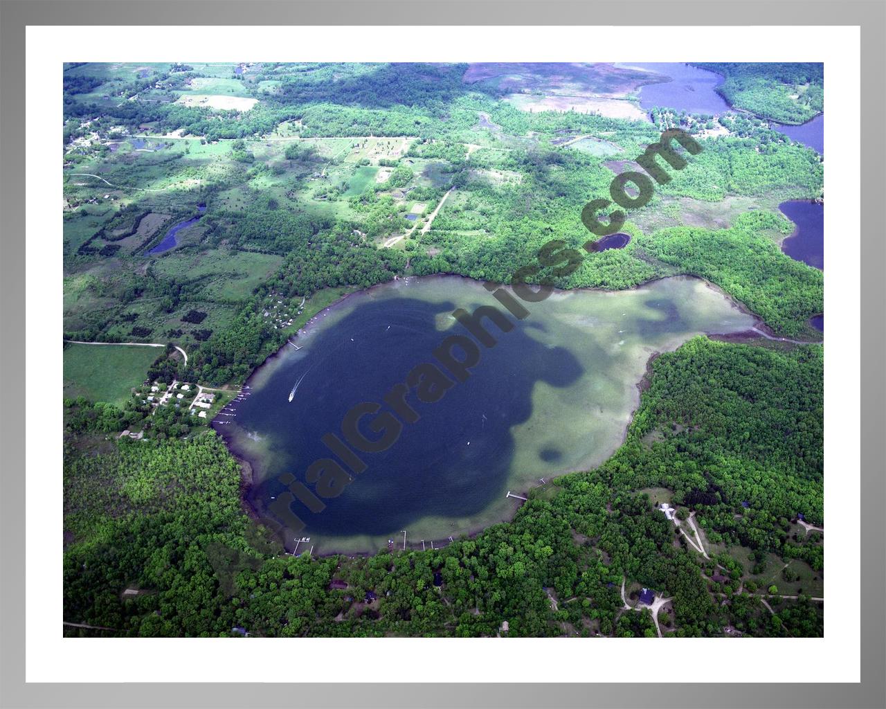 Aerial image of [114] Bruin Lake in Washtenaw, MI with Silver Metal frame