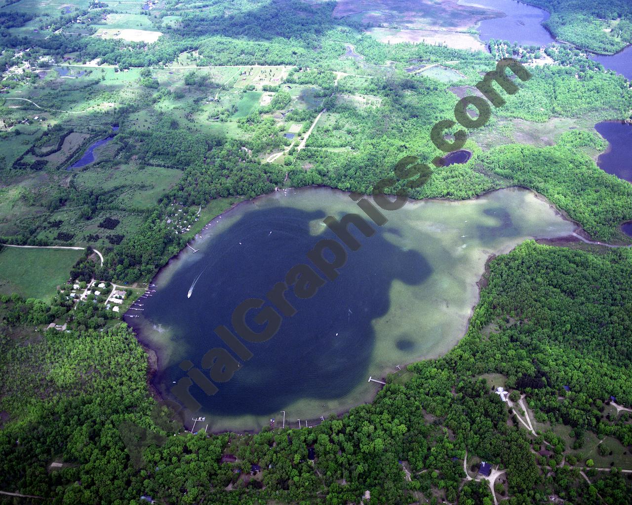 Aerial image of [114] Bruin Lake in Washtenaw, MI with Canvas Wrap frame