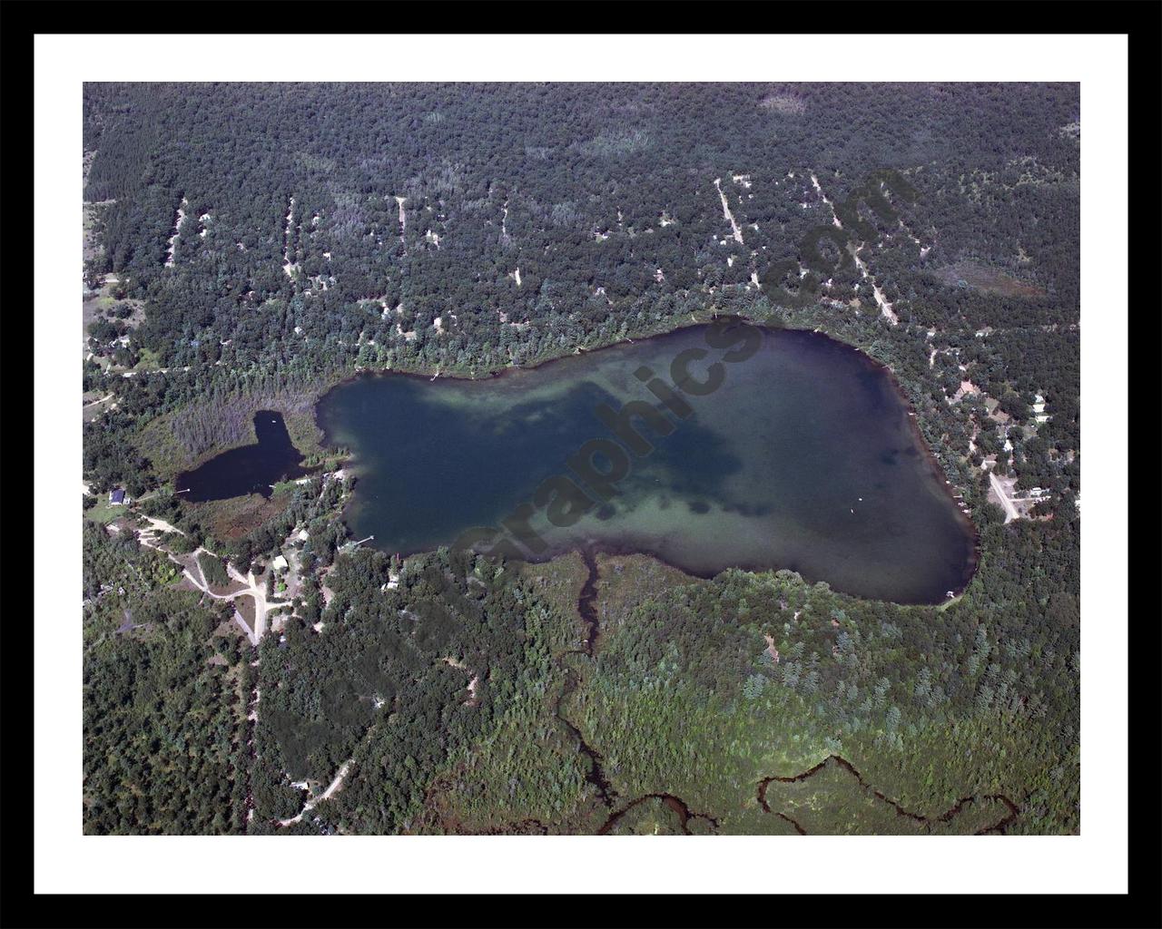 Aerial image of [1150] North Lake in Lake, MI with Black Metal frame