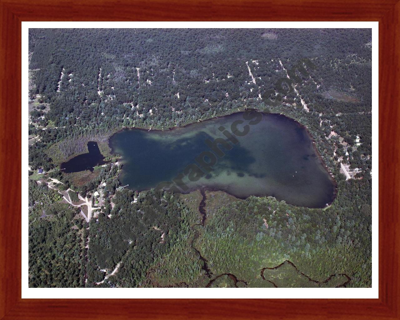 Aerial image of [1150] North Lake in Lake, MI with Cherry Wood frame