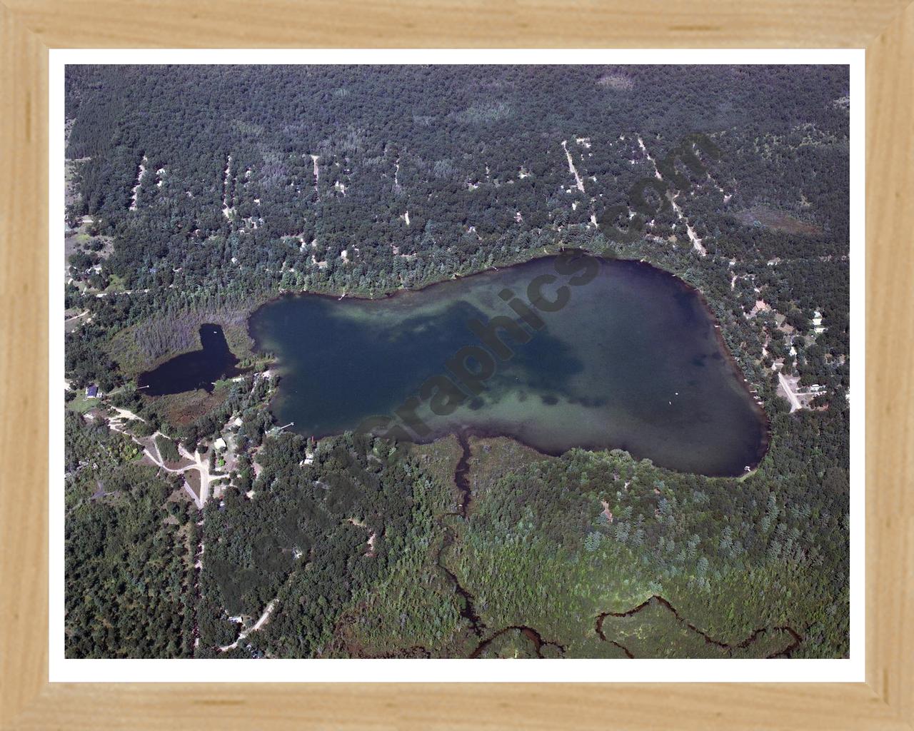 Aerial image of [1150] North Lake in Lake, MI with Natural Wood frame