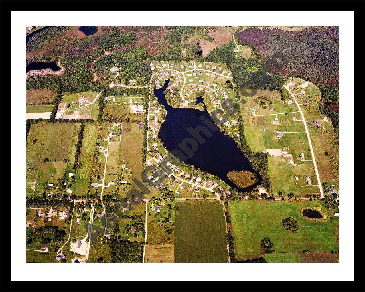 Aerial image of [1225] Lake Ona in Oakland, MI with Black Metal frame