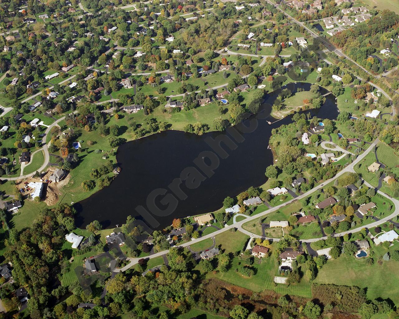 Aerial image of [1226] Meadow Lake in Oakland, MI with No frame