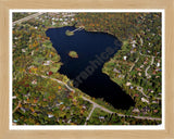 Aerial image of [1227] Gilbert Lake in Oakland, MI with Natural Wood frame