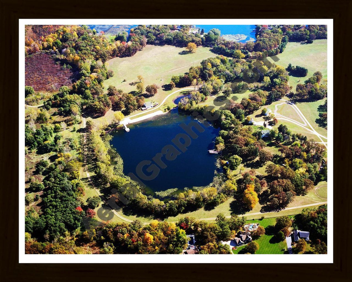Aerial image of [1232] Pitchhaven Lake in Oakland, MI with Black Wood frame