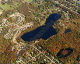 Aerial image of [1234] Morris Lake in Oakland, MI with Canvas Wrap frame