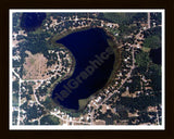 Aerial image of [123] Bush Lake in Ogemaw, MI with Black Wood frame