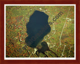 Aerial image of [1266] Arnold Lake (Fall) in Clare, MI with Cherry Wood frame