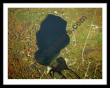 Aerial image of [1266] Arnold Lake (Fall) in Clare, MI with Black Metal frame