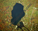 Aerial image of [1266] Arnold Lake (Fall) in Clare, MI with Canvas Wrap frame