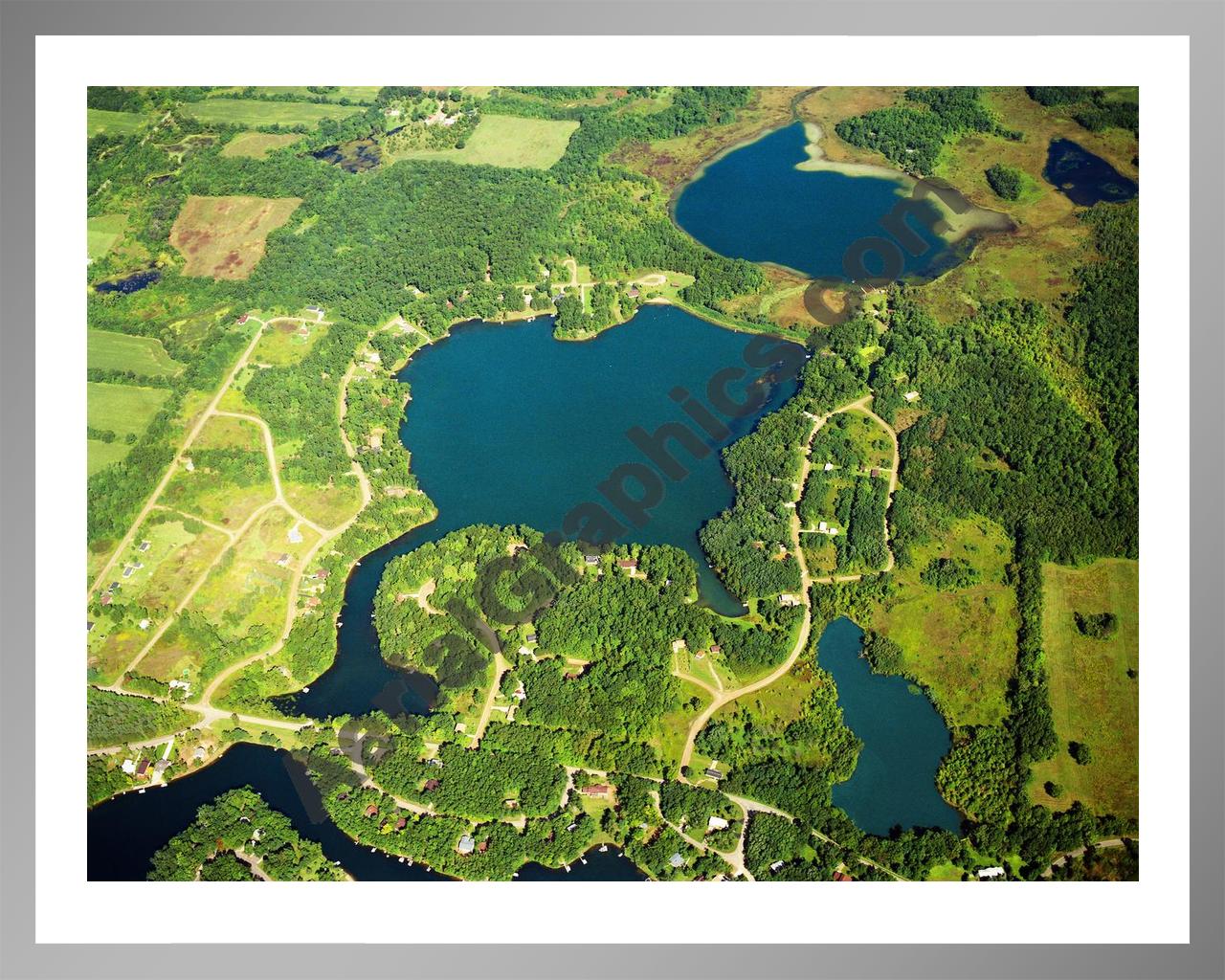 Aerial image of [1288] Mirror Lake in Jackson, MI with Silver Metal frame