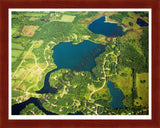 Aerial image of [1288] Mirror Lake in Jackson, MI with Cherry Wood frame