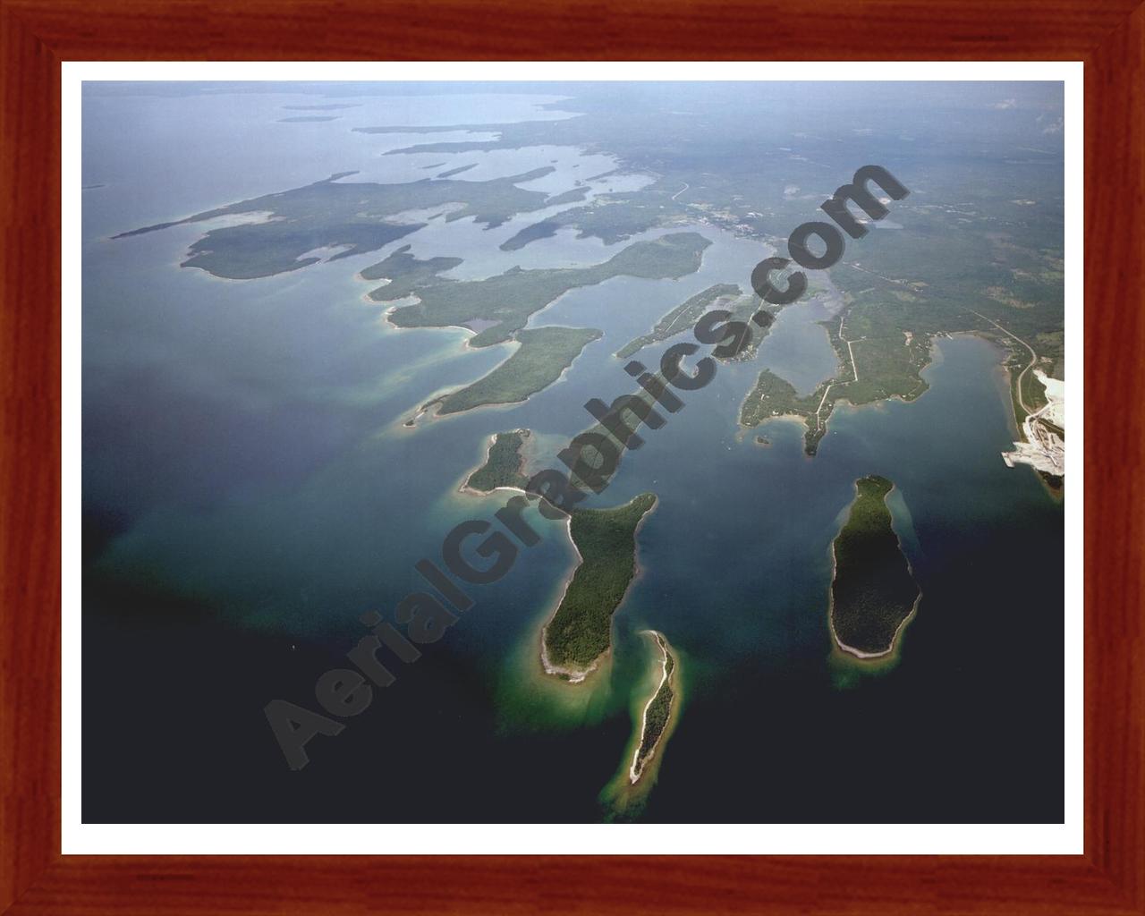 Aerial image of [1297] Les Cheneaux Islands with Cherry Wood frame