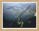 Aerial image of [1297] Les Cheneaux Islands with Natural Wood frame