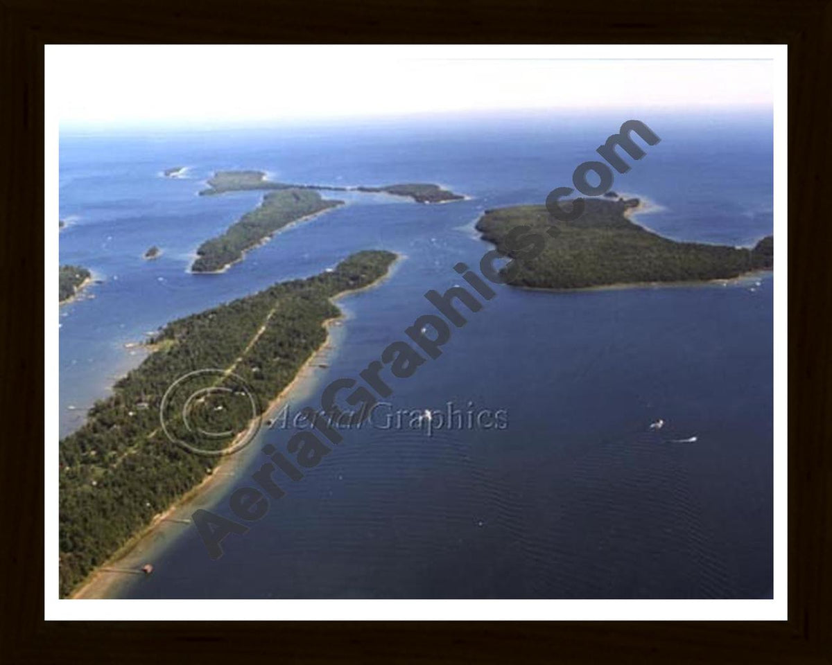 Aerial image of [1298] Les Cheneaux (No. 8, Coryell, Govt & Boot) with Black Wood frame