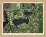 Aerial image of [133] Carroll Lake in Oakland, MI with Natural Wood frame