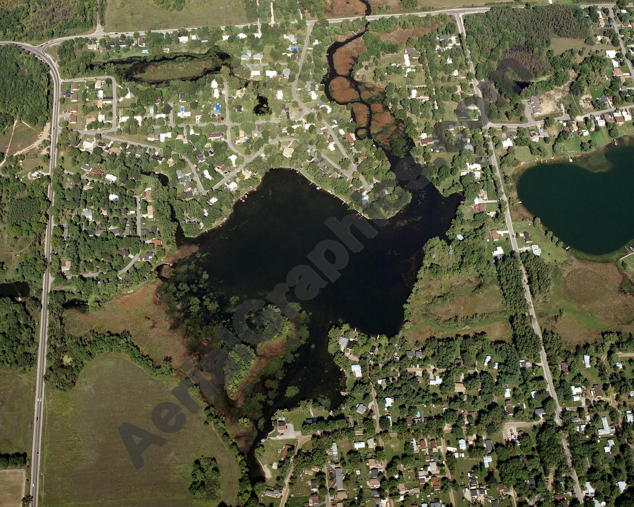 Fox Lake in Oakland County, MI – Aerial Graphics