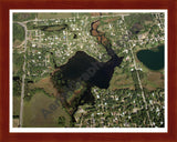 Aerial image of [1369] Fox Lake in Oakland, MI with Cherry Wood frame