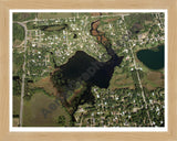 Aerial image of [1369] Fox Lake in Oakland, MI with Natural Wood frame