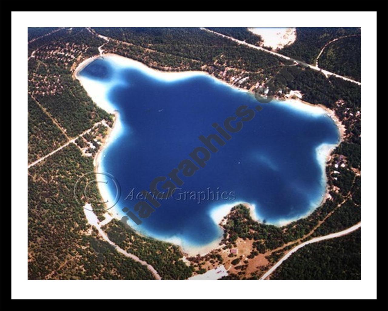 Aerial image of [1424] Clear Lake in Montmorency, MI with Black Metal frame