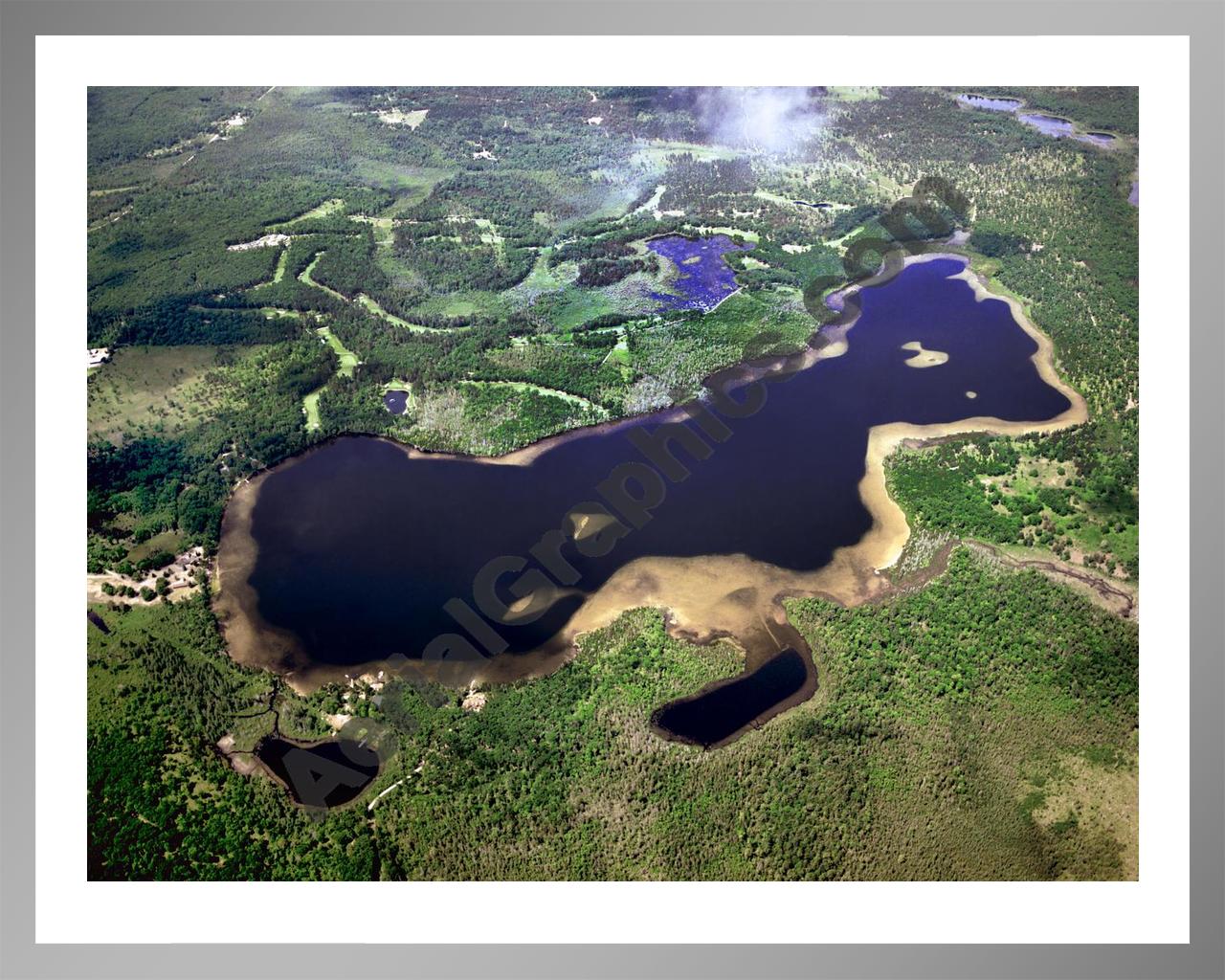 Aerial image of [1425] Valentine Lake in Montmorency, MI with Silver Metal frame