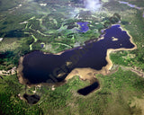 Aerial image of [1425] Valentine Lake in Montmorency, MI with Canvas Wrap frame