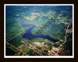 Aerial image of [1429] Mio Dam Pond in Oscoda, MI with Black Wood frame