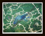 Aerial image of [1430] Moon Lake in Montmorency, MI with Black Wood frame