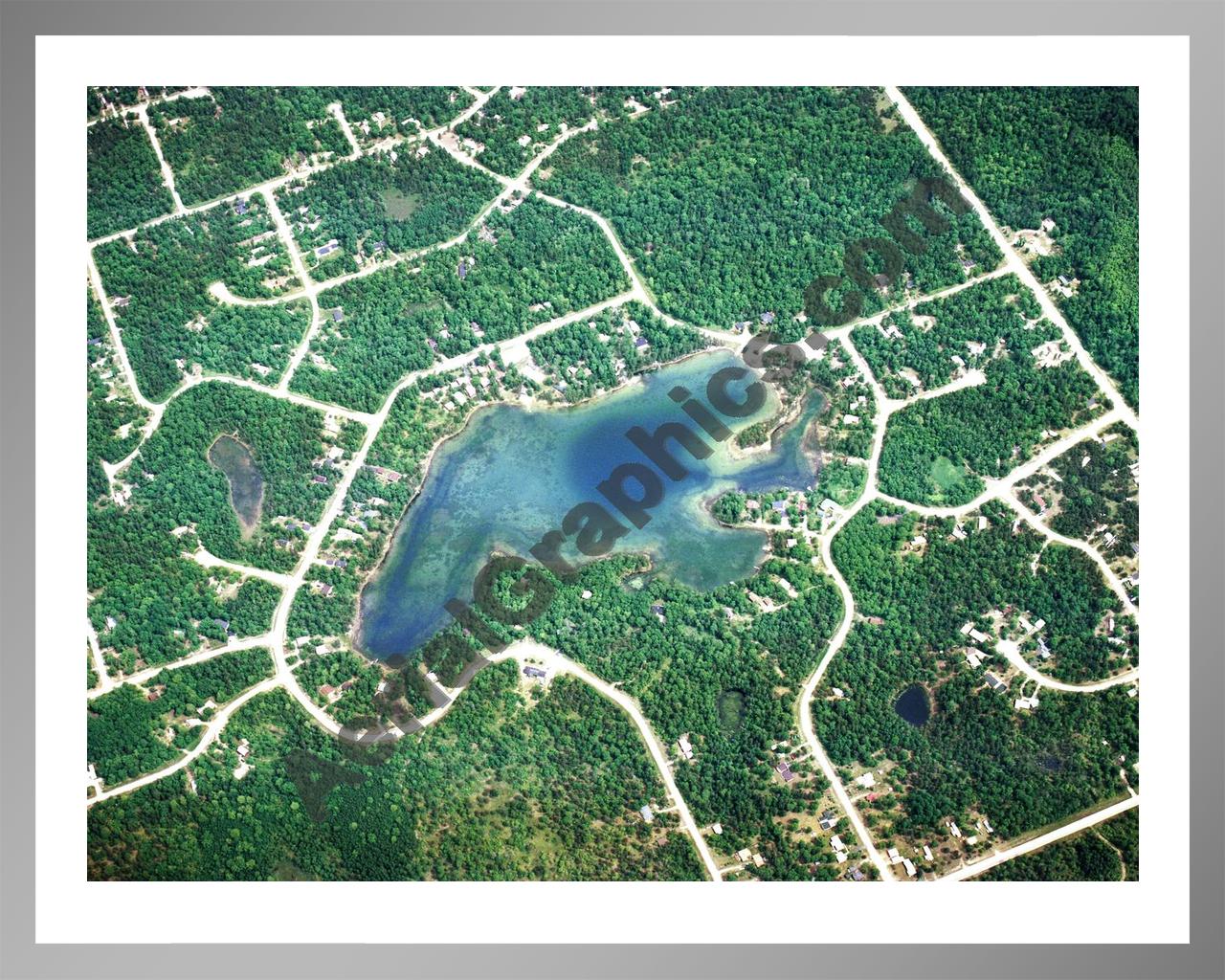 Aerial image of [1430] Moon Lake in Montmorency, MI with Silver Metal frame