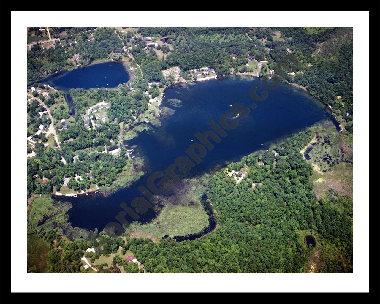 Aerial image of [1439] Pardee Lake in Livingston, MI with Black Metal frame