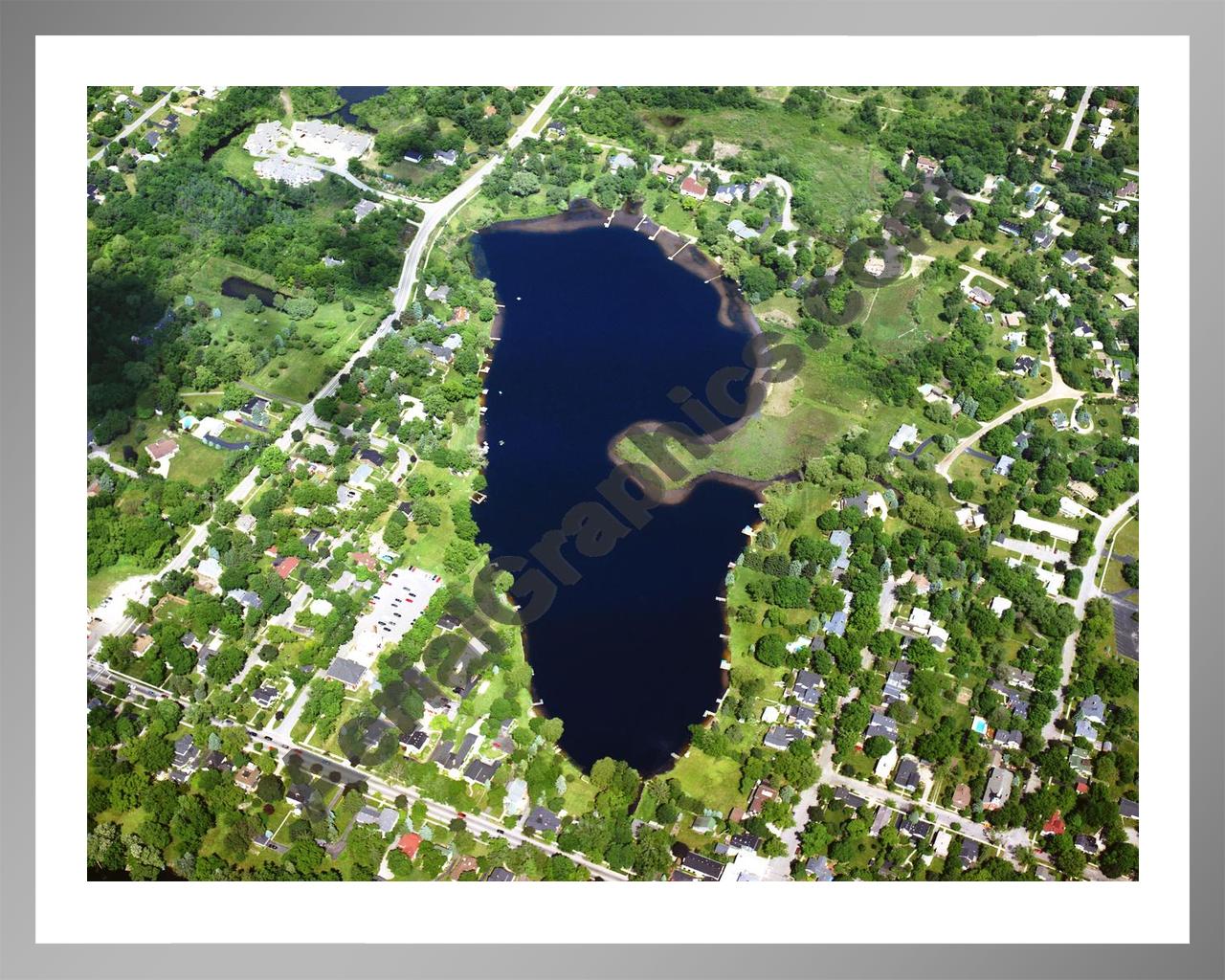 Aerial image of [1445] Parke Lake in Oakland, MI with Silver Metal frame