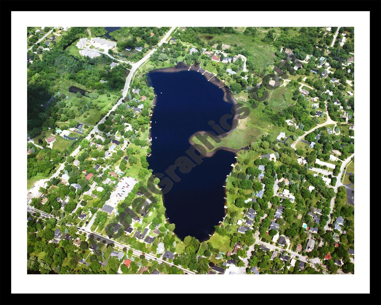 Aerial image of [1445] Parke Lake in Oakland, MI with Black Metal frame