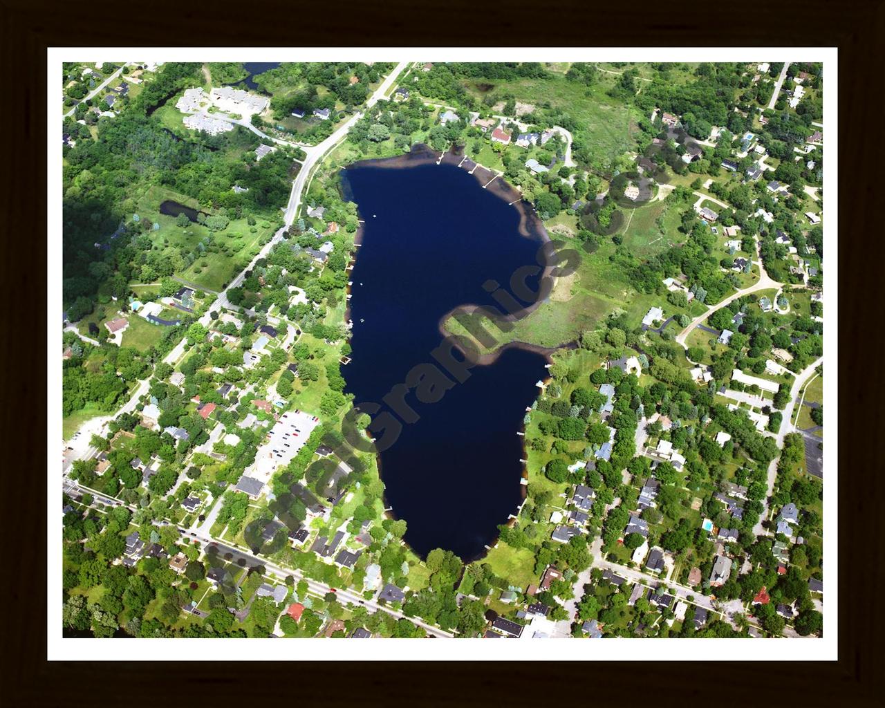 Aerial image of [1445] Parke Lake in Oakland, MI with Black Wood frame