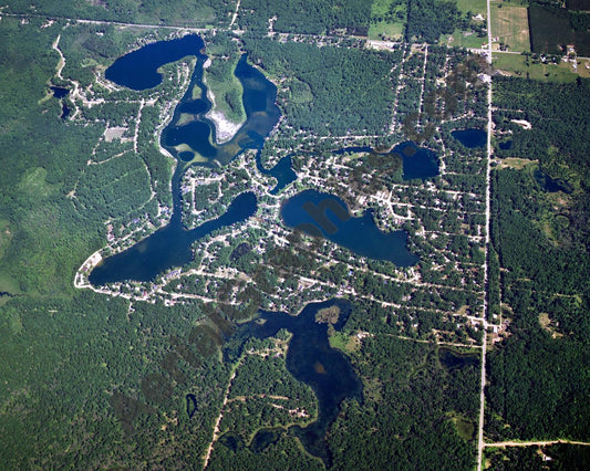 Aerial image of [1450] Townline Lake, Boathouse Lake & Others in Clare, MI with No frame