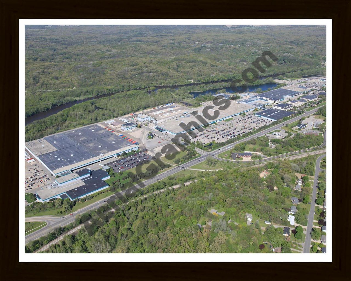 Aerial image of [1451] West Twin Lake in Roscommon, MI with Black Wood frame