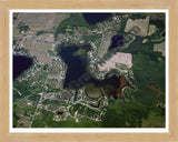 Aerial image of [1479] Dewey Lake in Lenawee, MI with Natural Wood frame